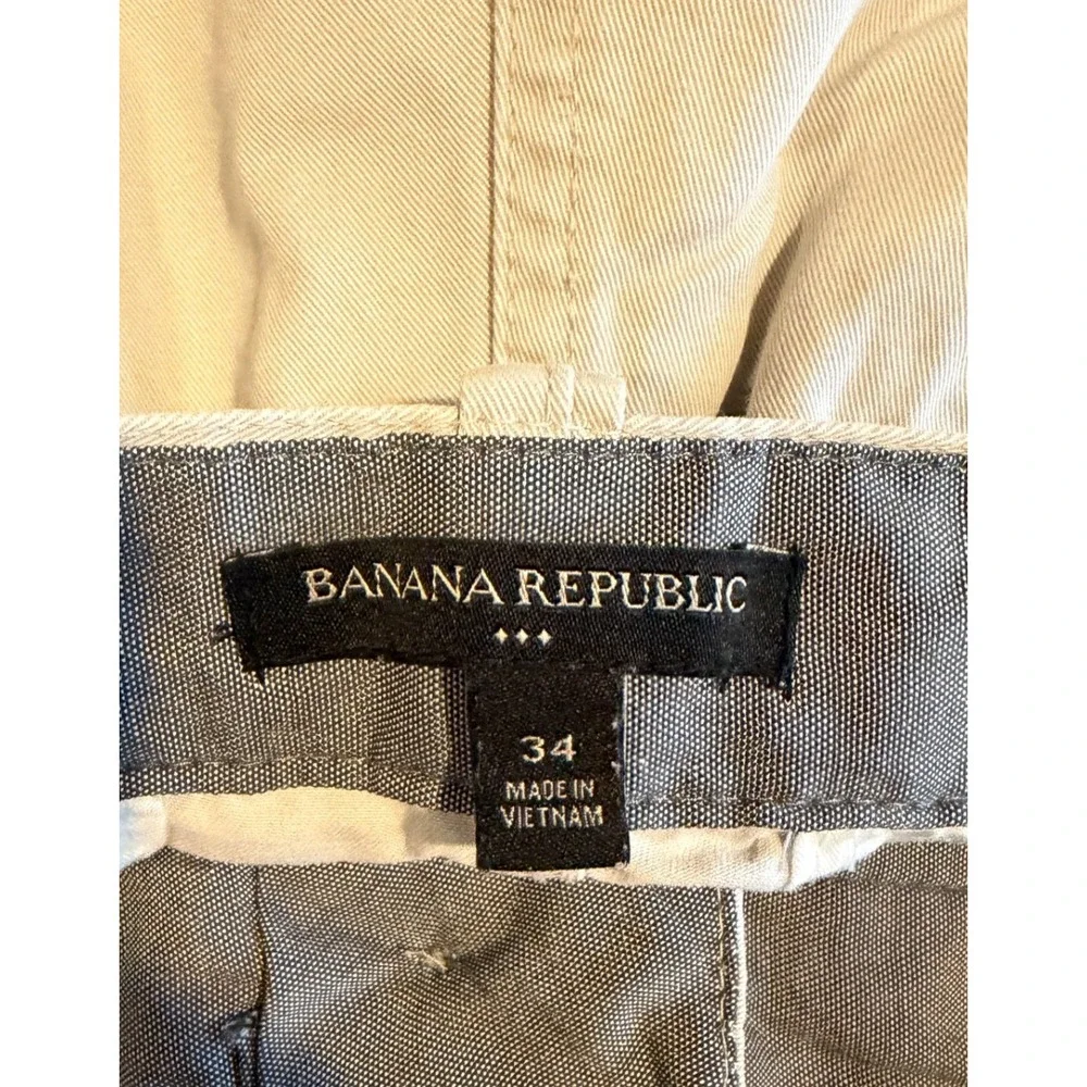 Banana Republic Mens Khaki Cargo Shorts Size 34 Tan Cotton Twill Hiking Casual